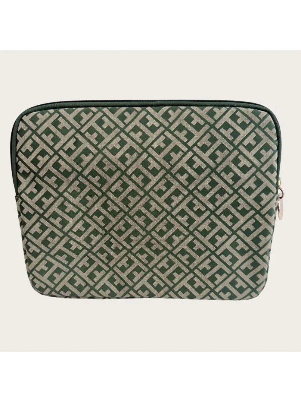 Tommy Hilfiger Green Tablet or Book Sleeve With Gold Hardware